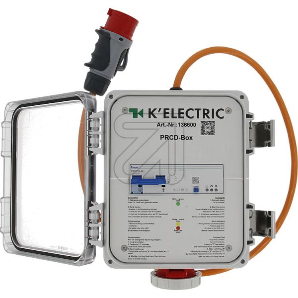 Personenschutzschalter, M-DPRCD, 400V, 16A, 30 mA,  136600, K ELEKTRIC, VDE/DGUV/GS, FI-Schalter, Schutzschalter, für gewerblichen Einsatz, für Drehstrom 400V